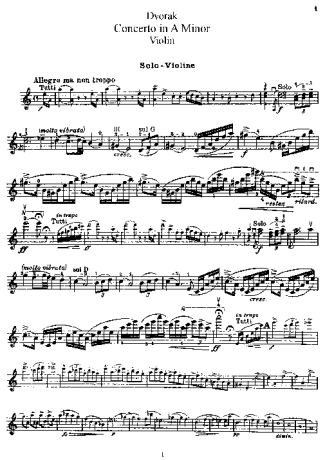 Antonín Dvořák Violin Concerto Op 53 score for Violin