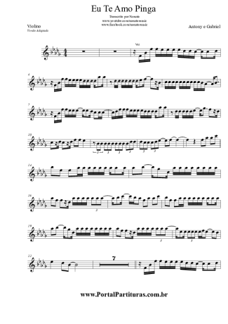 Antony e Gabriel Eu Te Amo Pinga score for Violin