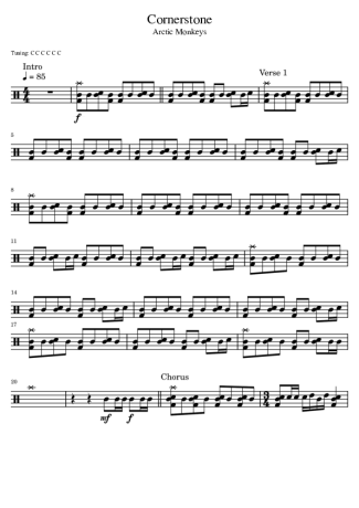 Arctic Monkeys Cornerstone score for Drums