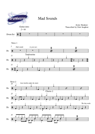 Arctic Monkeys Mad Sounds score for Drums