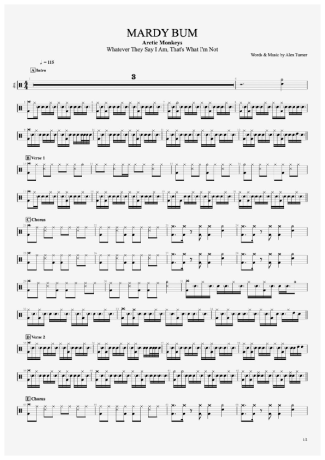 Arctic Monkeys Mardy Bum score for Drums