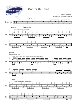 Arctic Monkeys One For The Road score for Drums