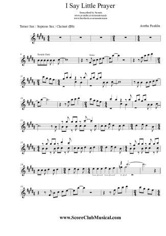 Aretha Franklin  score for Clarinet (Bb)