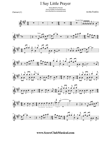 Aretha Franklin I Say Little Prayer score for Clarinet (C)
