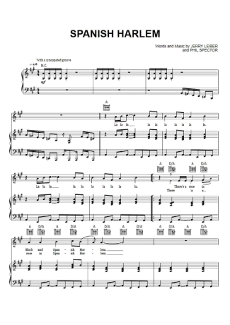Aretha Franklin Spanish Harlem score for Piano