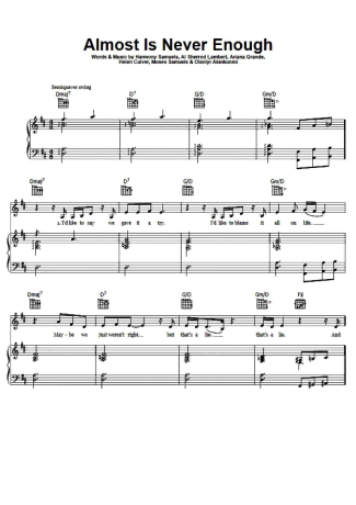 Ariana Grande  score for Piano