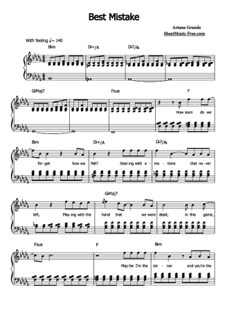 Ariana Grande Best Mistake score for Piano