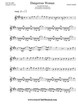 Ariana Grande Dangerous Woman score for Alto Saxophone