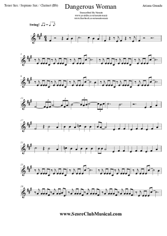 Ariana Grande  score for Tenor Saxophone Soprano (Bb)