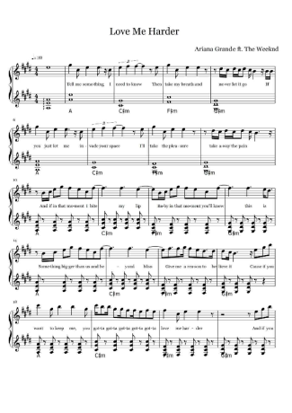 Ariana Grande Love Me Harder score for Piano