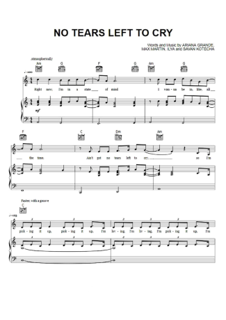 Ariana Grande No Tears Left To Cry score for Piano
