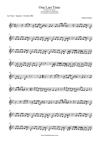 Ariana Grande One Last Time score for Tenor Saxophone Soprano (Bb)