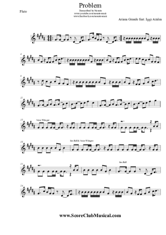 Ariana Grande Problem (feat. Iggy Azalea) score for Flute