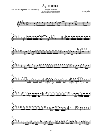 Art Popular Agamamou score for Tenor Saxophone Soprano (Bb)