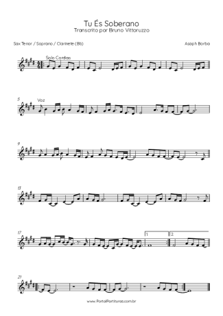 Asaph Borba Tu És Soberano score for Tenor Saxophone Soprano (Bb)