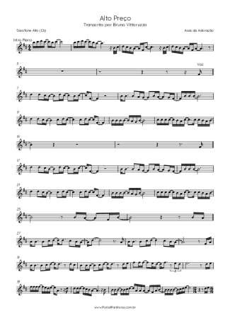 Asas da Adoração Alto Preço score for Alto Saxophone