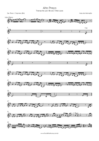 Asas da Adoração Alto Preço score for Tenor Saxophone Soprano (Bb)