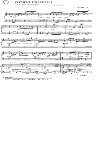 Astor Piazzolla Adios Nonino score for Piano