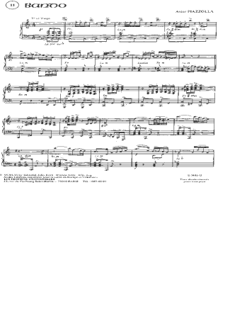 Astor Piazzolla Bando score for Piano