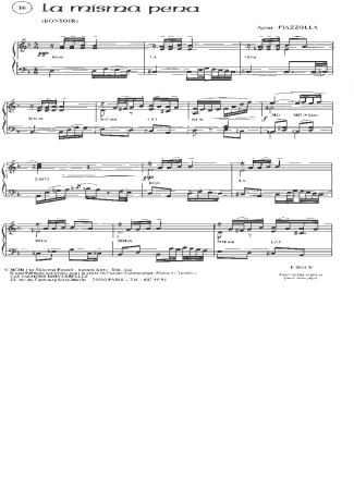 Astor Piazzolla La Misma Pena score for Piano