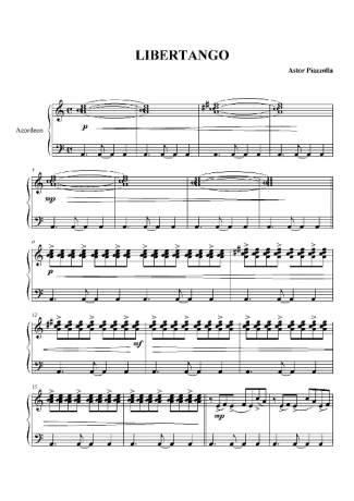 Astor Piazzolla Libertango score for Accordion