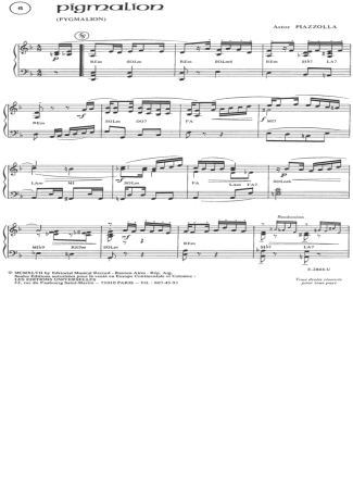 Astor Piazzolla Pigmalion score for Piano