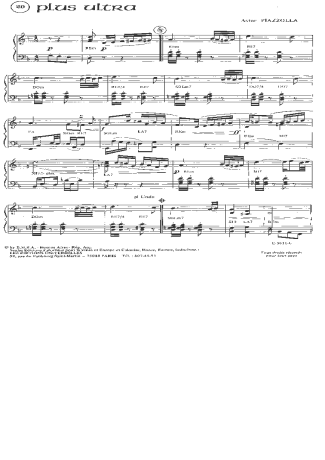 Astor Piazzolla Plus Ultra score for Piano