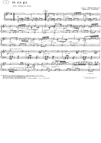 Astor Piazzolla S V P score for Piano