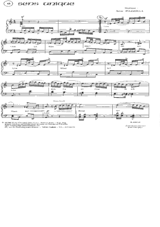 Astor Piazzolla Sens Unique score for Piano