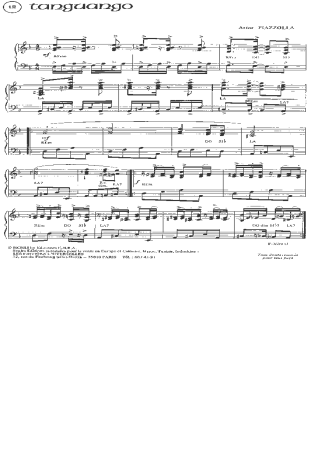 Astor Piazzolla Tanguango score for Piano