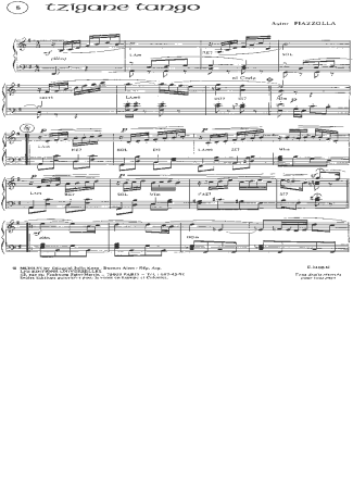 Astor Piazzolla Tzigane Tango score for Piano