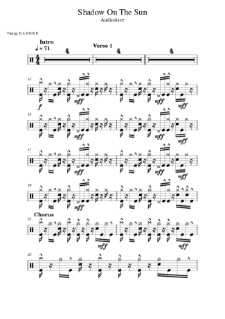Audioslave Shadow On The Sun score for Drums
