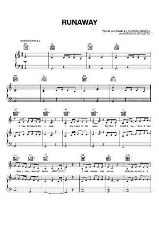 Aurora Runaway score for Piano