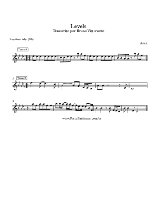 Avicii Levels score for Alto Saxophone