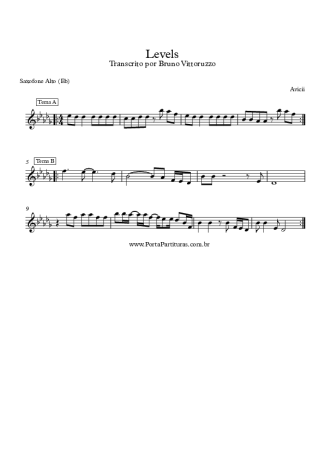 Avicii Levels score for Alto Saxophone