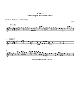 Avicii Levels score for Clarinet (Bb)