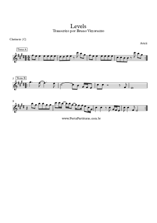 Avicii Levels score for Clarinet (C)