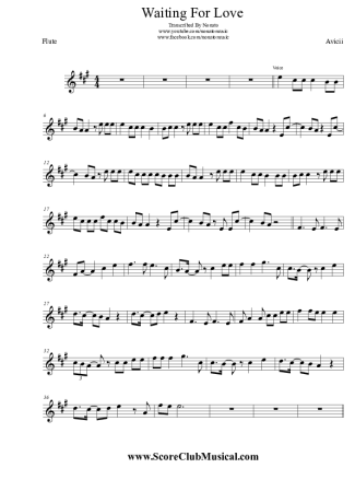 Avicii Waiting for Love score for Flute