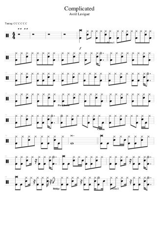 Avril Lavigne  score for Drums