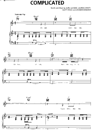 Avril Lavigne Complicated score for Piano