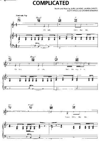 Avril Lavigne  score for Piano