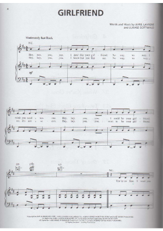 Avril Lavigne  score for Piano