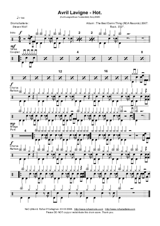 Avril Lavigne  score for Drums