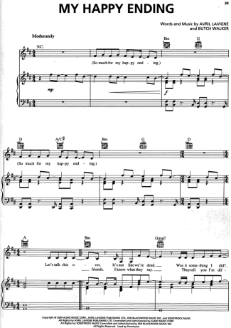 Avril Lavigne  score for Piano