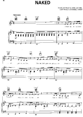 Avril Lavigne Naked score for Piano