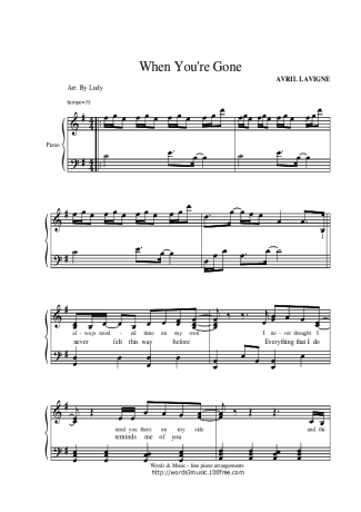 Avril Lavigne  score for Piano