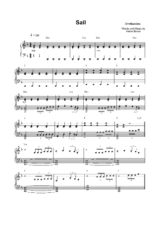 Awolnation  score for Piano