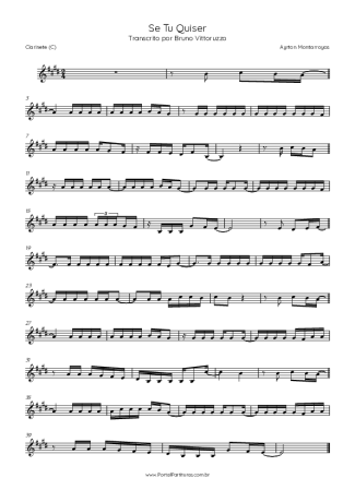 Ayrton Montarroyos Se Tu Quiser score for Clarinet (C)