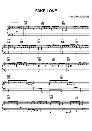 BTS Fake Love score for Piano