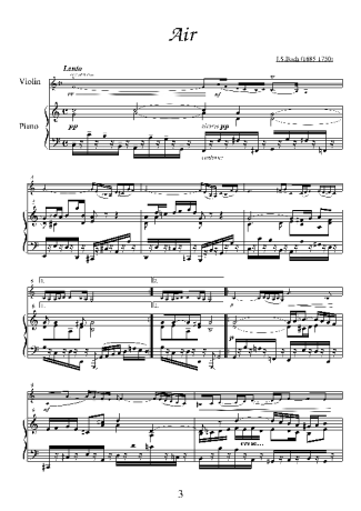 Bach Air score for Piano